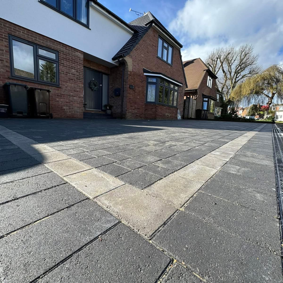 Close up of block paving driveway